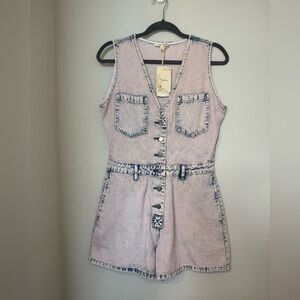 NWT Mystree Pink Denim Romper